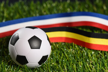 sport ballon football championnat jouer joueur match gazon pelouse terrain Belgique France 