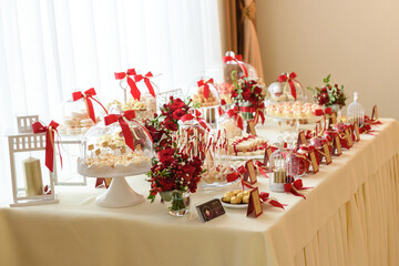 Elegant candy bar at the wedding party