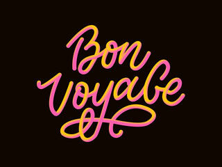 Bon Voyage Hand Lettering Vector Calligraphy Travel