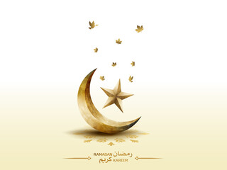 islamic greeetings card design ramadan kareem with beautiful crescent moon - obrazy, fototapety, plakaty