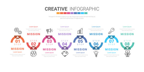 Infographic design template with numbers 8 option for Presentation infographic.