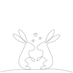 Valentine day background with hearts and bunny, vector illustration