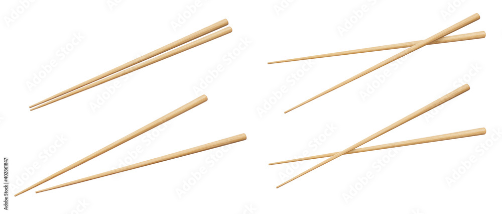 Wall mural Chopsticks collection, isolated on white background