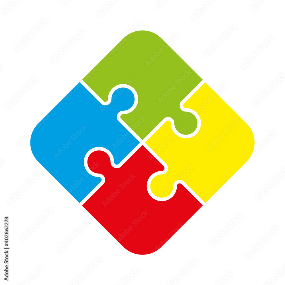 Aufkleber Abstract flat design concept with puzzle illustration on background collection