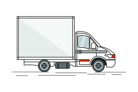Vector small truck front view back view and side view. Cargo delivery. Solid and Flat color design. Truck car for transportation. Corporate identity.  Vector illustration