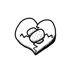 Stylized Broken Heart Doodle