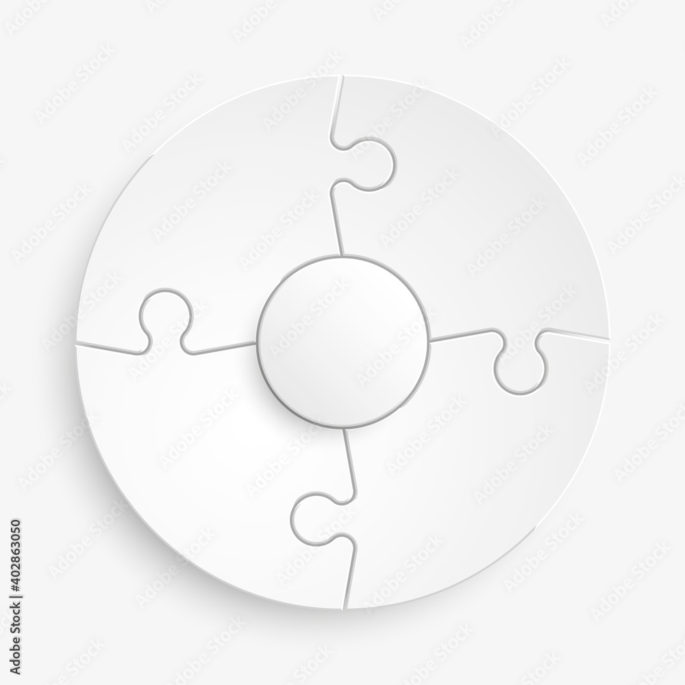 Fototapete four sided 3d puzzle presentation infographic template with explanatory text field for business stat