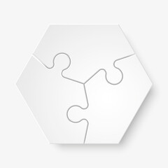 Three sided 3d puzzle presentation infographic template with explanatory text field for business statistics