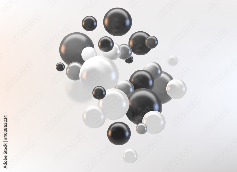 Canvas Prints abstract vector futuristic background with colorful 3d spheres, glossy bubbles, balls.