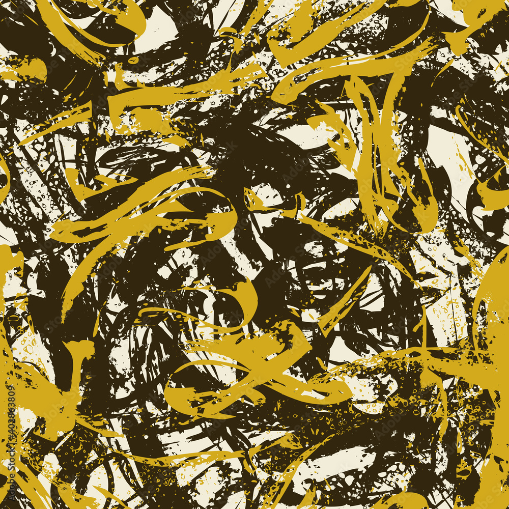 Poster abstract seamless pattern with random brush strokes, scribbles and spots in a grunge style. creative