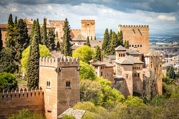 palace of alhambra in granada, spain - obrazy, fototapety, plakaty