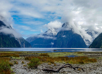 New Zealand, South Island, view on the spectacular Milford Sound. 