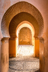 entrance to the fortress, palace of alhambra, granada, spain
