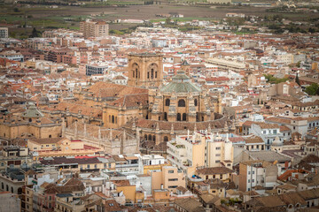 aerial view of granada, cathedral, city, spain