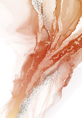 Watercoor painting Earth tones background. Abstract acrylic ink pouring art design for print, cover, wallpaper, Minimal and natural  interior print. Soft texture design.