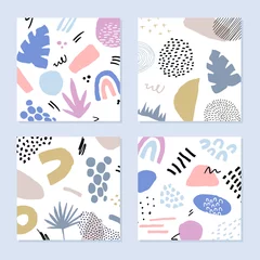 Rollo Abstract backgrounds set in trendy style with botanical and geometric elements, textures. Natural earthy colors. . Vector illustration. © ceramaama