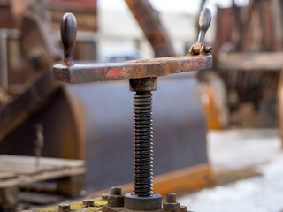 Bolt thread close up. bolt in grease