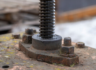 Bolt thread close up. bolt in grease