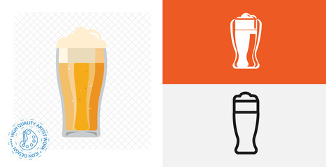 Beer glass isolated vector icon. drinks design element