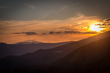 sunset in the mountains, sierra nevada, spain