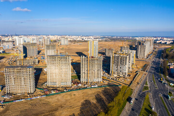 Fototapeta premium Construction site, aerial bird-eye view