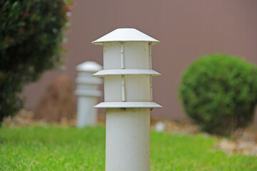 white lamp and garden
