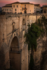 famous bridge of ronda at sunset, andalusia, spain