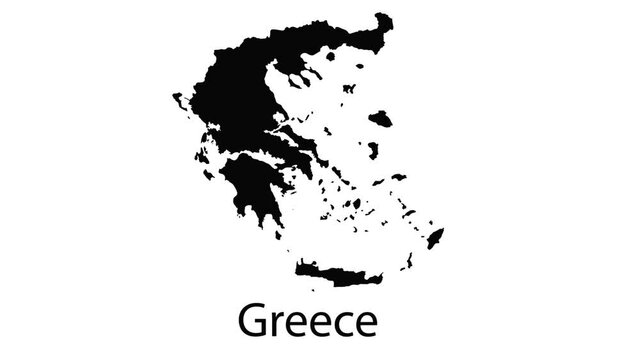 Vector map of Greece. World map icon in the form of a globe. Motion vector animation