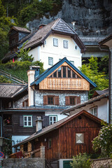 traditional wood houses in hallstatt, austria