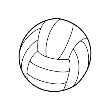 Volleyball ball is a green and white image. Contour drawing by hand. Doodles . Sports equipment. A linear pattern.Outline.Art line
