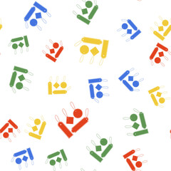 Color Blank labels template price tags set icon isolated seamless pattern on white background. Empty shopping discounts stickers. Template discount banners set. Vector.