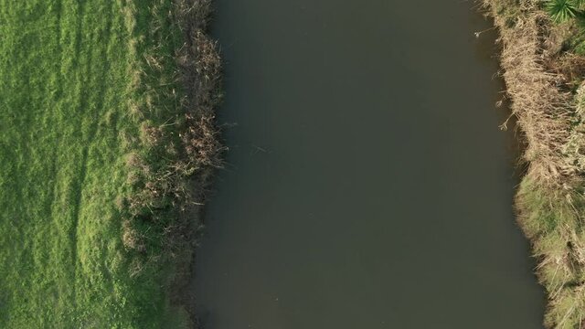 Top View Of Alcobaca River In Nazare, Portugal - aerial drone shot