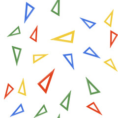 Color Triangular ruler icon isolated seamless pattern on white background. Straightedge symbol. Geometric symbol. Vector.
