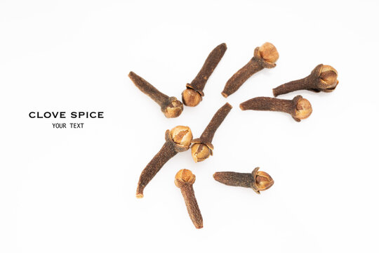 Clove spices on white background