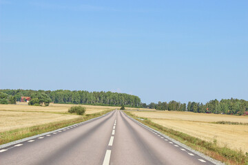 Fototapeta na wymiar Country road in a summer day in sweden