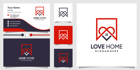 Love home logo with modern concept and business card design template Premium Vector