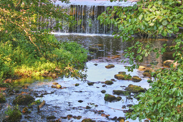The view of a waterfall in Västerås city
