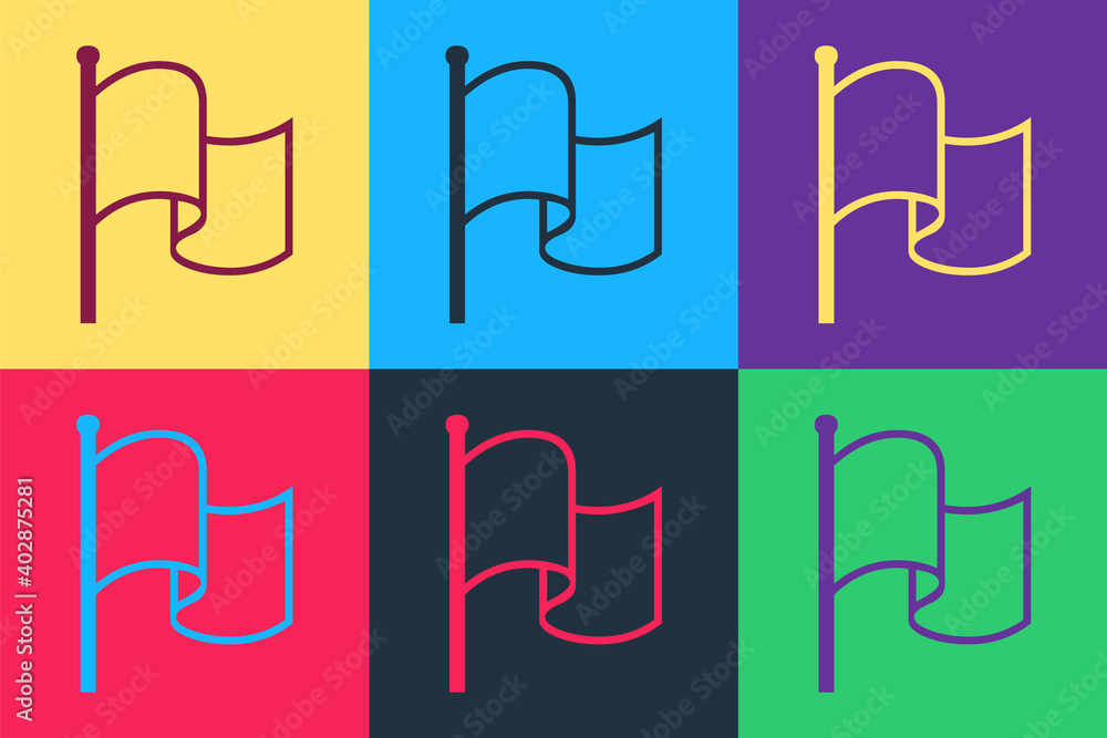 Poster pop art flag icon isolated on color background. vector.