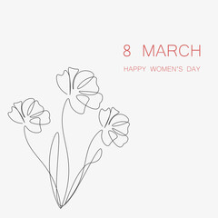 Women's day card with floral, vector illustration