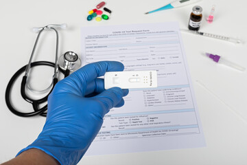 Fototapeta premium Coronavirus test and medical form