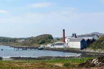 Fototapeta na wymiar A whisky distillery on the Isle of Islay near Port Ellen