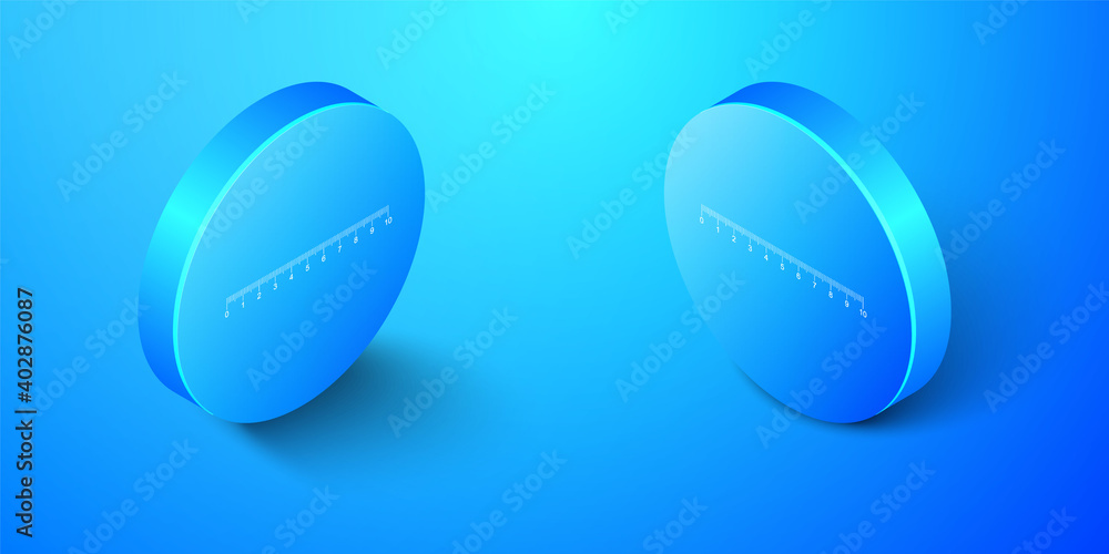 Poster isometric measuring scale, markup for rulers icon isolated on blue background. size indicators. diff