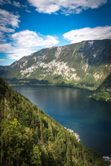Naklejka na ściany i meble lake in the mountains, hallstatt, austria, salzkammergut, alps