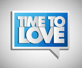 Time To Love blue banner in pop-art style. Illustration background