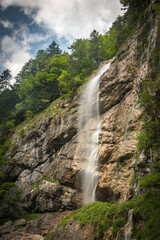 waterfall in the mountains, hallstatt, echerntal, austria