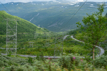 Serpentine road in the mountains of Norway