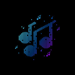 Creative tone music and audio vector design on black background