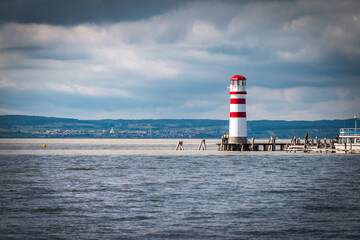 lighthouse in the lake, neusiedlersee, podersdorf, austria