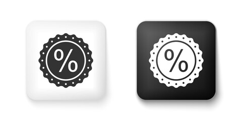 Black and white Percent symbol discount icon isolated on white background. Sale percentage - price label, tag. Square button. Vector.