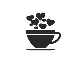 coffee cup with hearts icon. valentines design element